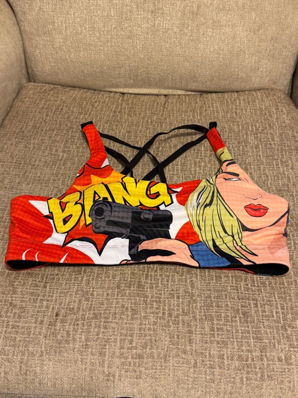 Womens comic book style workout bra
